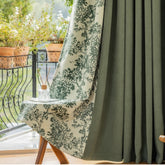 Cortinado Opaco de Chenille Botânico Patchwork Camila Farmhouse Preto